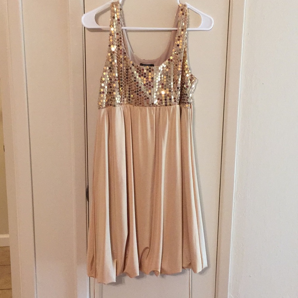 Cute Sequin Gold Bubble Dress L